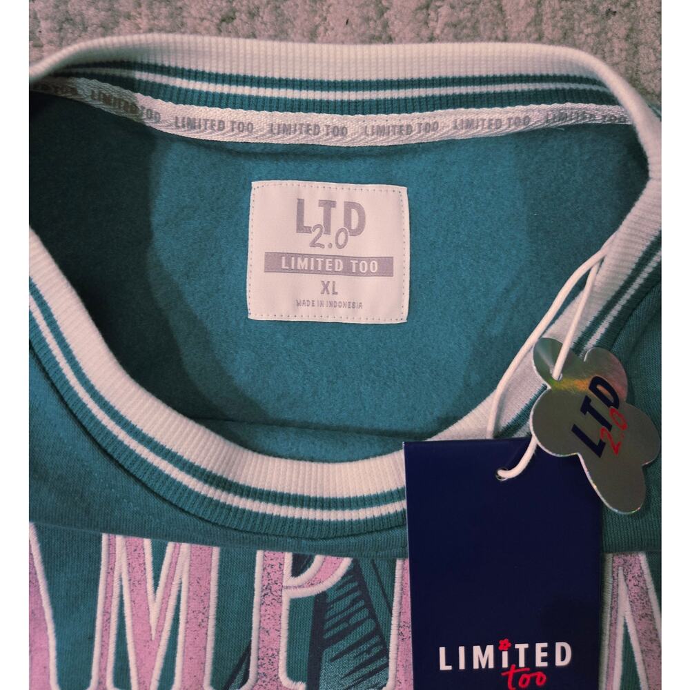 Limited Too Graphic "Hamptons Sailing Club" Sweatshirt Size: XL Color: Teal - Picture 6 of 6